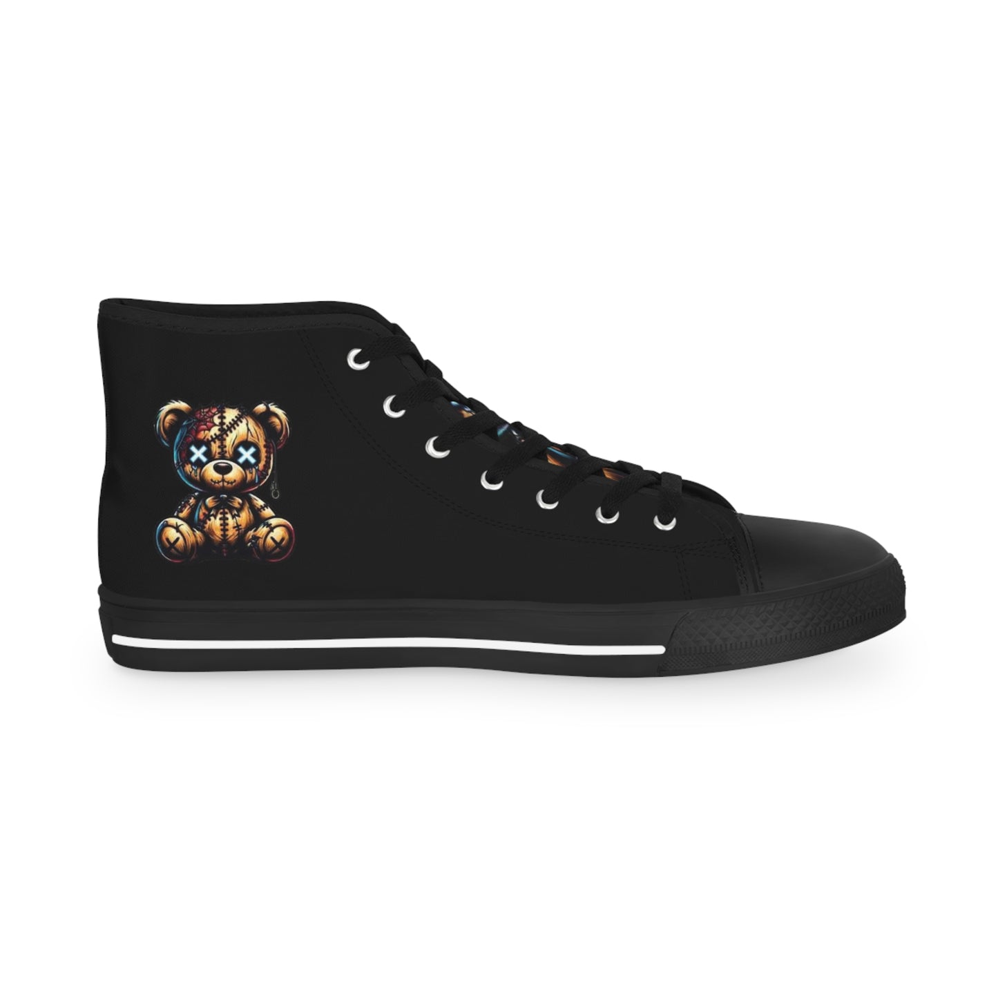 High Top Sneakers — Black Teddy Bear Graphic Men’s Shoes