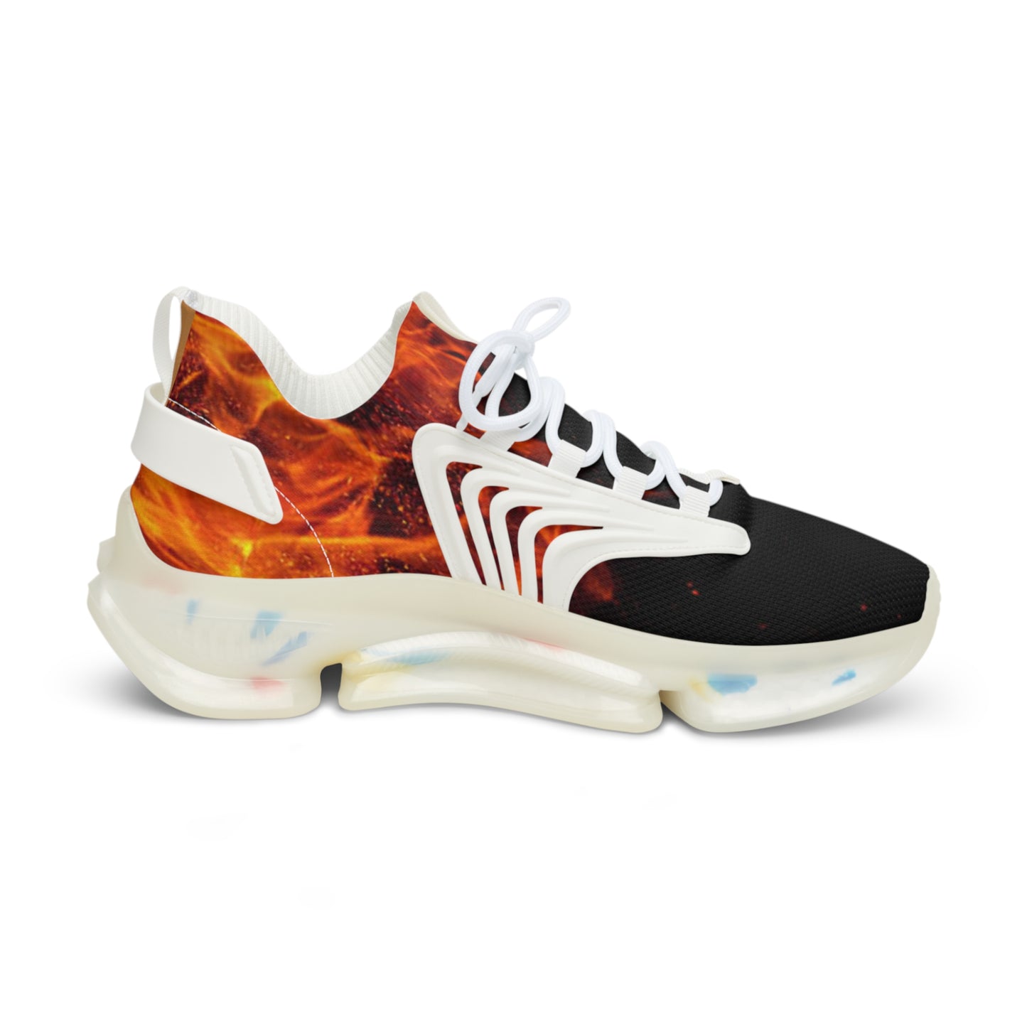 Flame Mesh Sneakers — Men's Breathable Athletic Shoes with Fiery Design