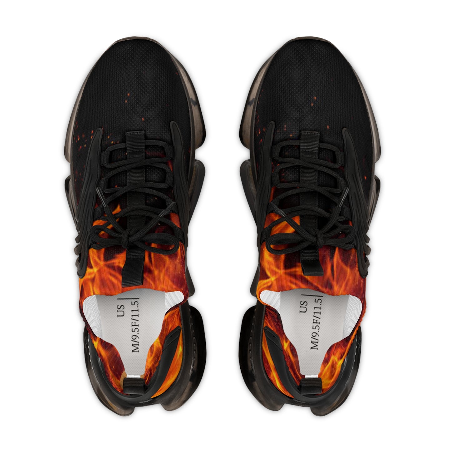 Flame Mesh Sneakers — Men's Breathable Athletic Shoes with Fiery Design