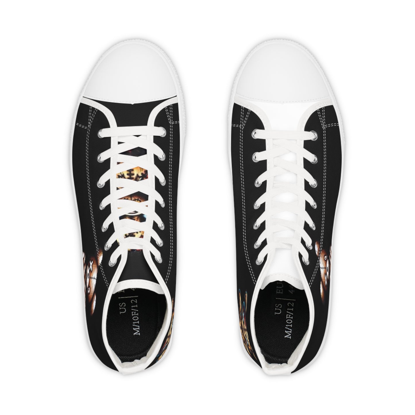 High Top Sneakers — Black Teddy Bear Graphic Men’s Shoes