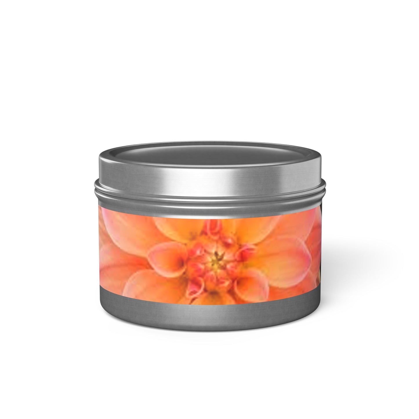 Floral Citrus Bloom Tin Candle — Peach Dahlia Scented Candle Tin