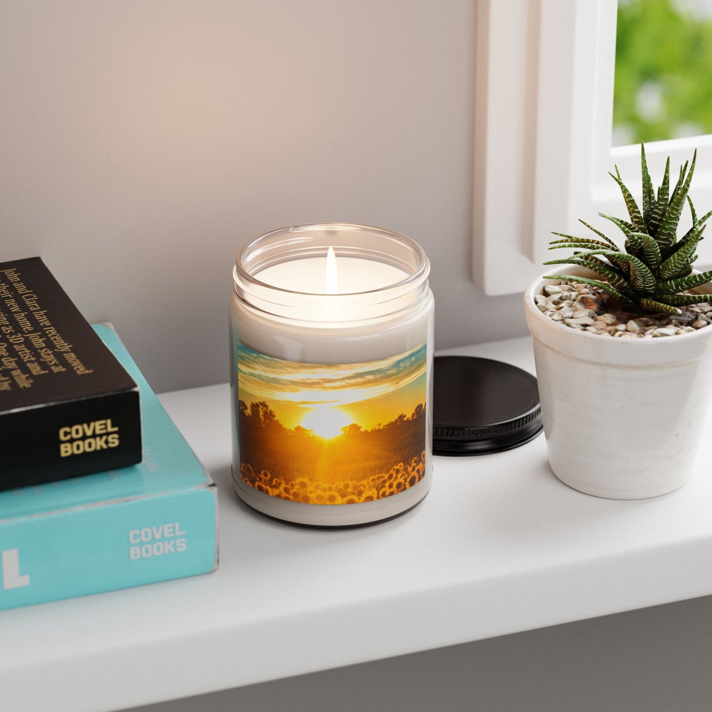 Sunrise Field Soy Candle — 9oz Scented Jar (Warm Citrus & Meadow Notes)