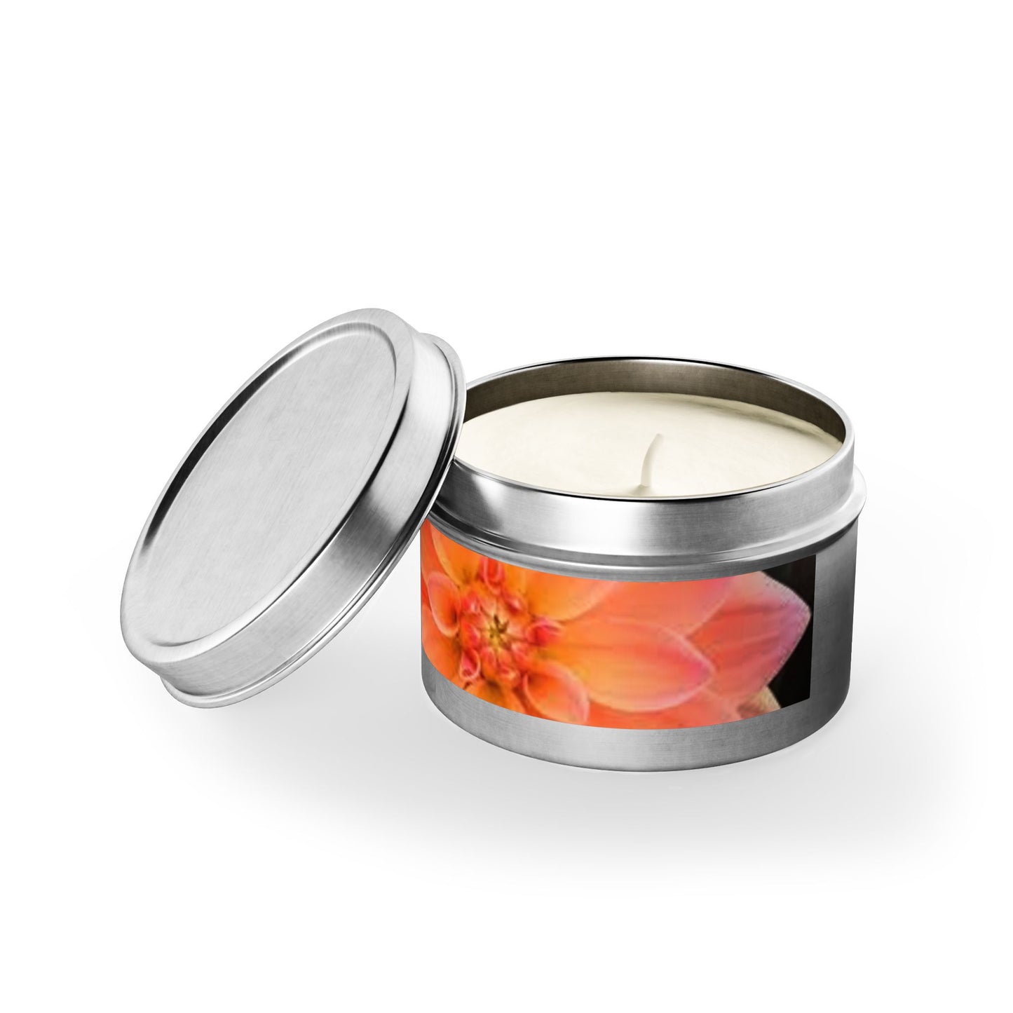 Floral Citrus Bloom Tin Candle — Peach Dahlia Scented Candle Tin