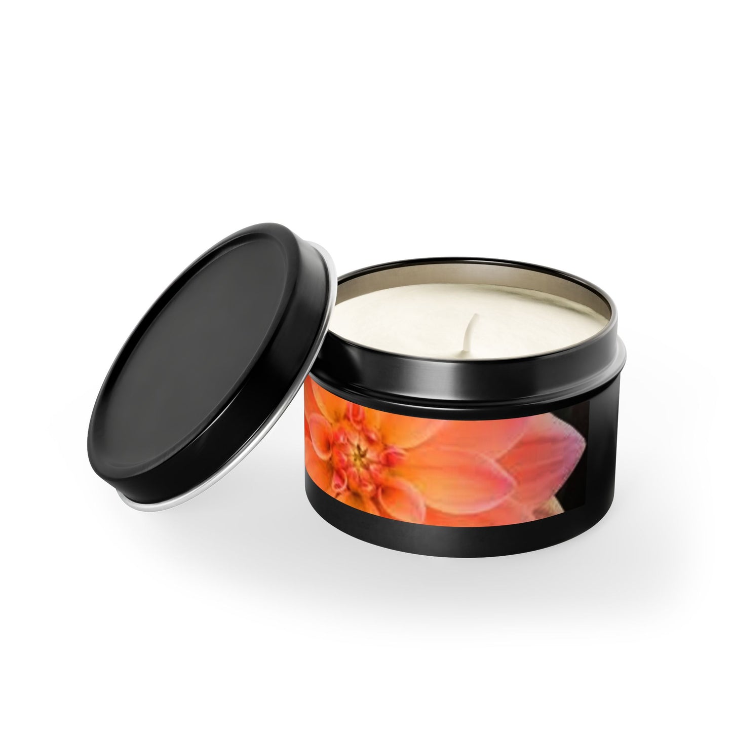Floral Citrus Bloom Tin Candle — Peach Dahlia Scented Candle Tin