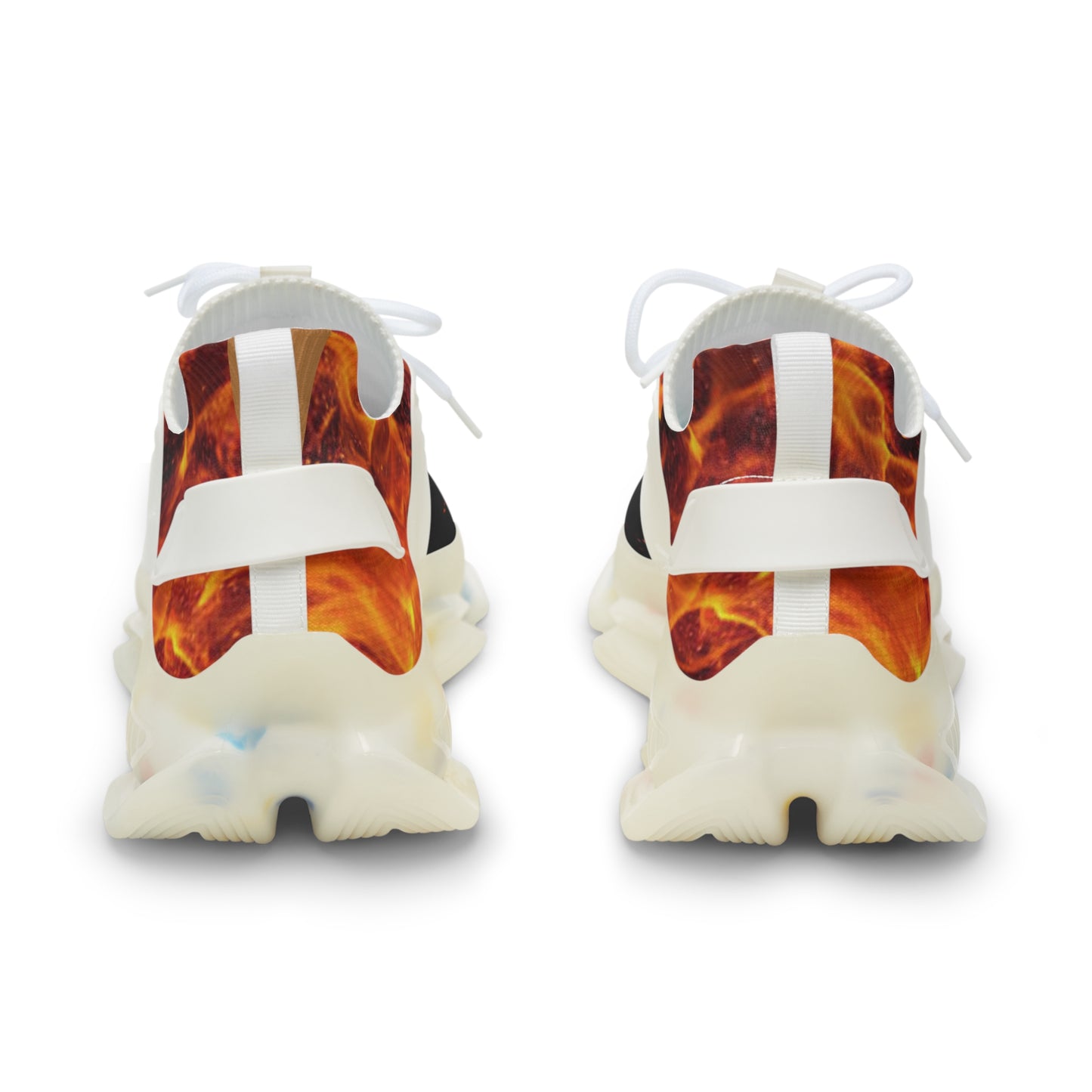 Flame Mesh Sneakers — Men's Breathable Athletic Shoes with Fiery Design