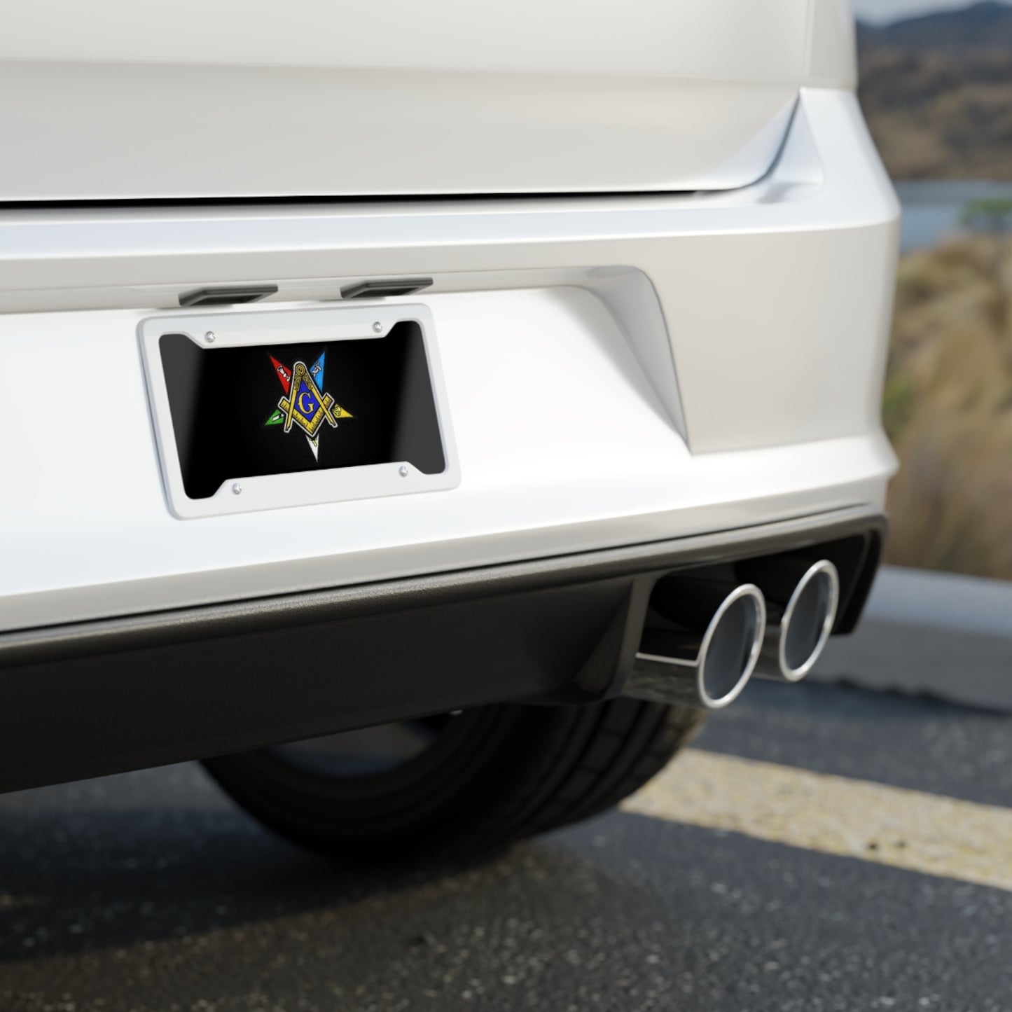 Masonic Emblem License Plate — Colorful Freemason Square & Compass Car Plate