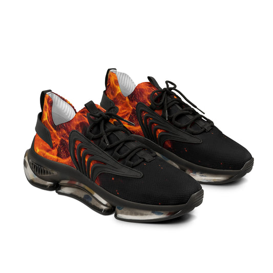 Flame Mesh Sneakers — Men's Breathable Athletic Shoes with Fiery Design