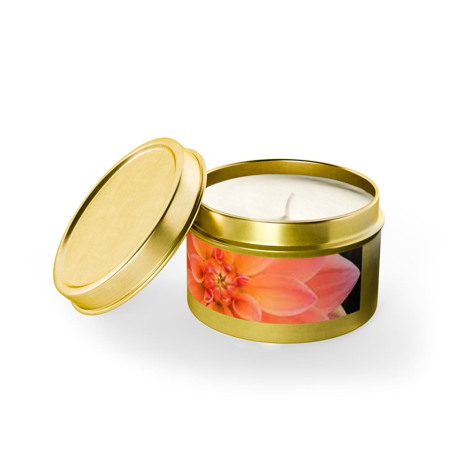 Floral Citrus Bloom Tin Candle — Peach Dahlia Scented Candle Tin