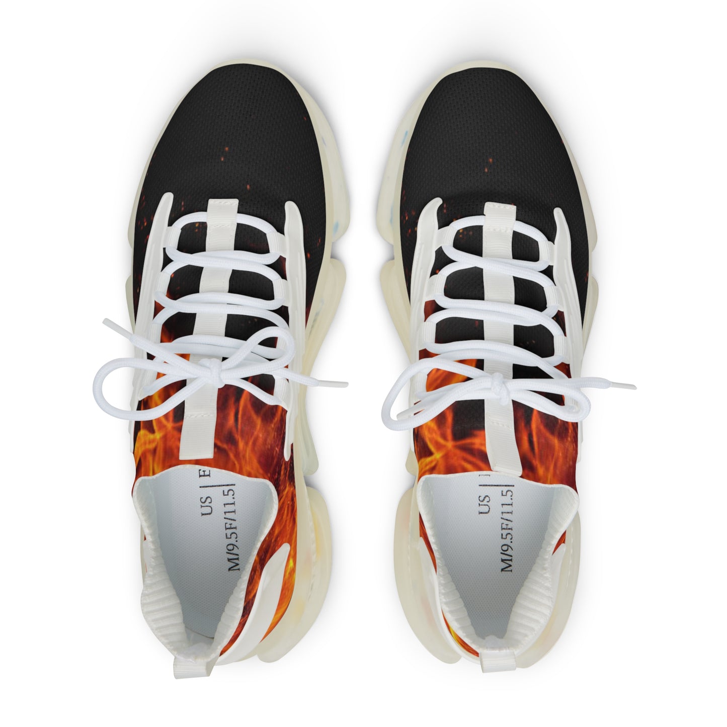 Flame Mesh Sneakers — Men's Breathable Athletic Shoes with Fiery Design