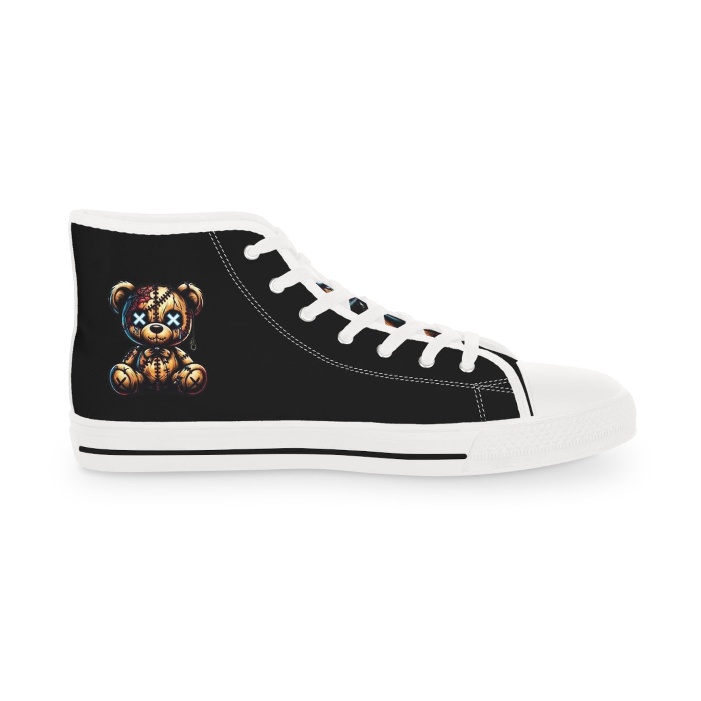 High Top Sneakers — Black Teddy Bear Graphic Men’s Shoes