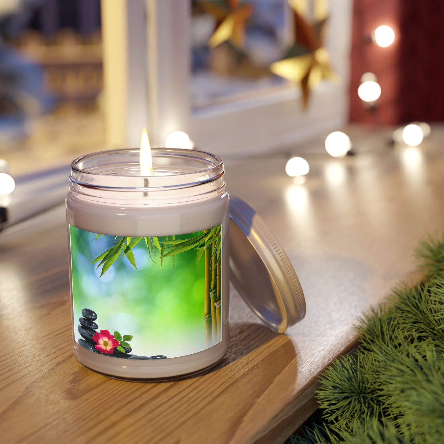 Zen Garden Scented Soy Candle — 9oz Aromatherapy Jar with White Lid