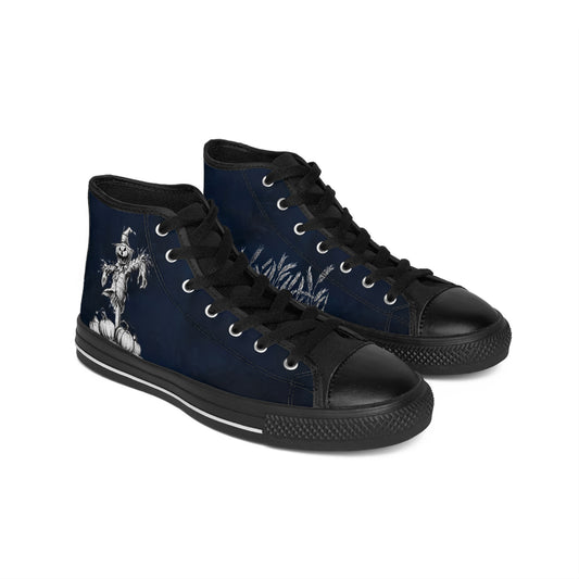 Halloween Scarecrow High-Top Sneakers — Men’s Dark Pumpkin Patch Shoes
