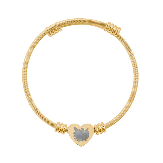 Engravable Heart Cuff Bracelet — Personalized Heart Cable Bangle (Silver or Gold)