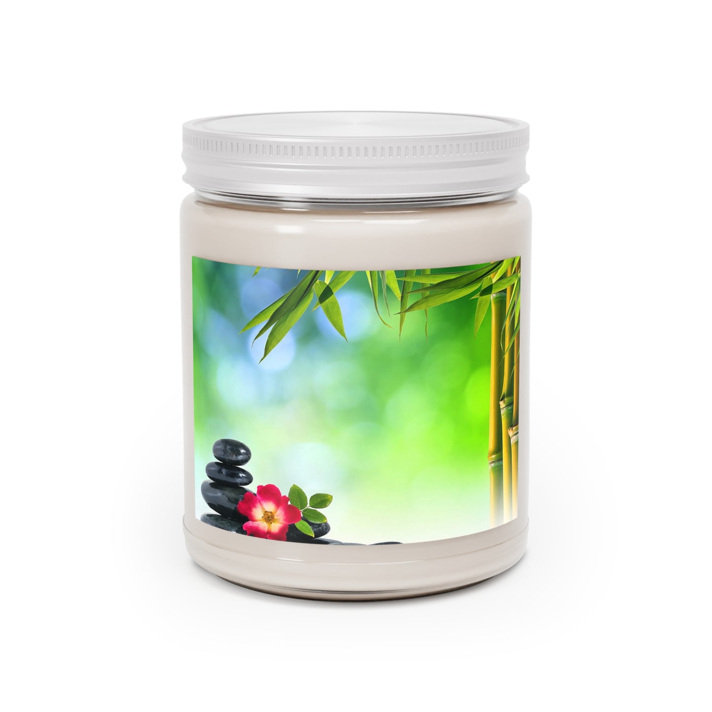Zen Garden Scented Soy Candle — 9oz Aromatherapy Jar with White Lid