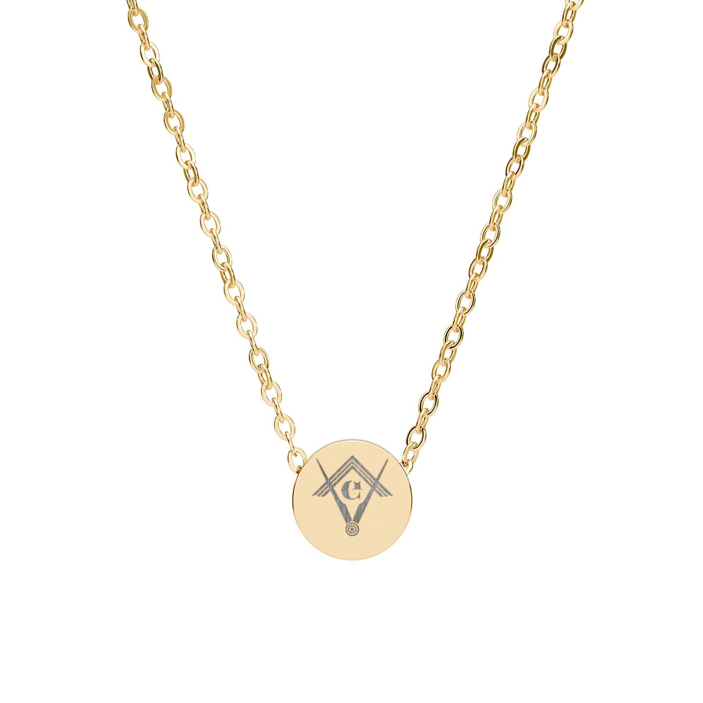 Mini Engraved Circle Necklace – Personalized Anchor Pendant (Gold or Silver)
