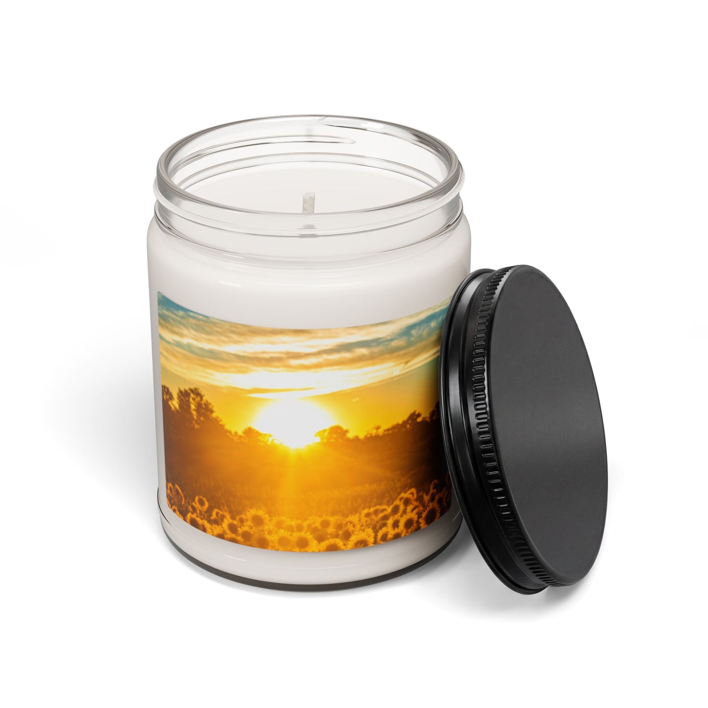 Sunrise Field Soy Candle — 9oz Scented Jar (Warm Citrus & Meadow Notes)