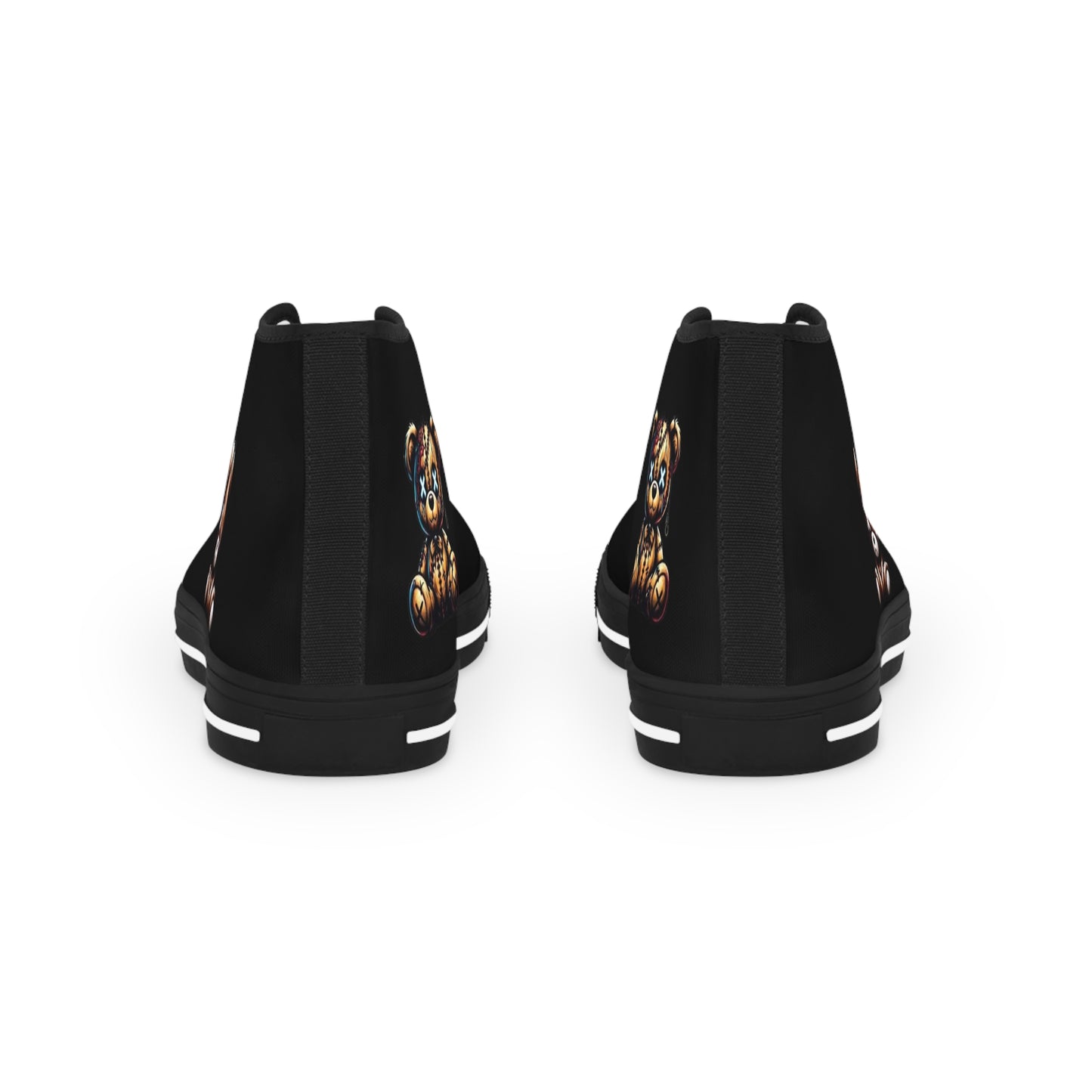 High Top Sneakers — Black Teddy Bear Graphic Men’s Shoes