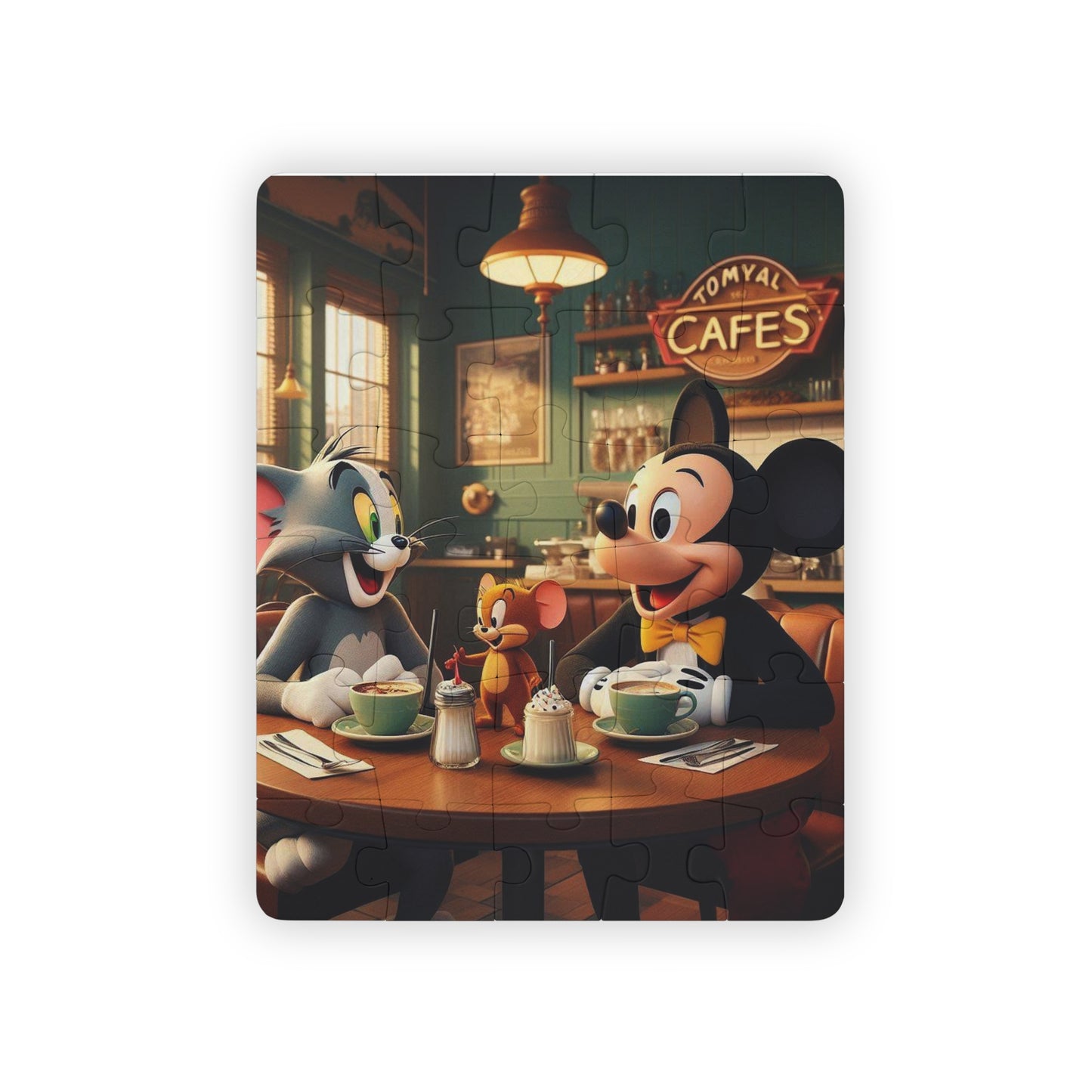 Kids 30-Piece Puzzle — Vintage Cartoon Cafe Scene