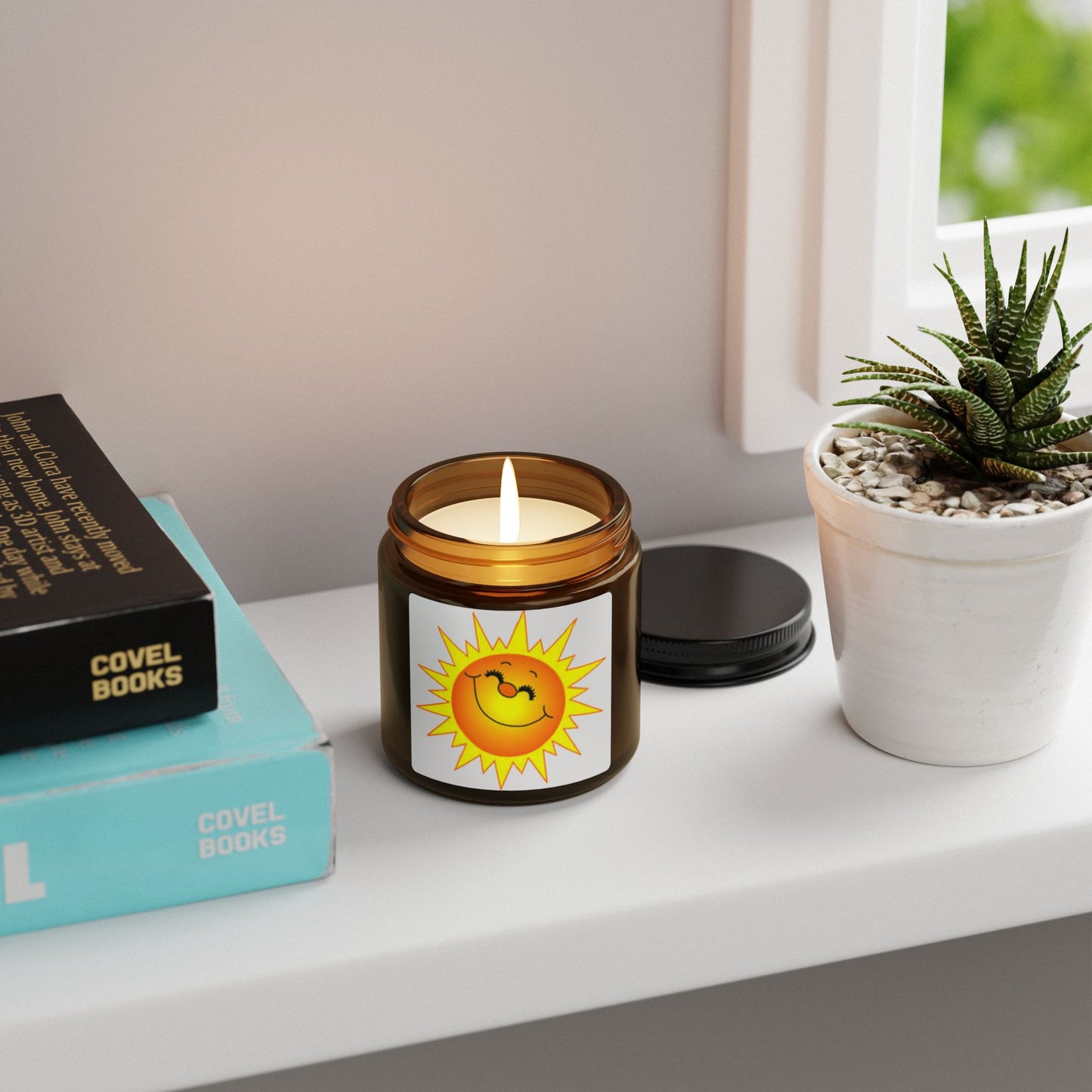 Sunny Smile Soy Candle — Scented Amber Jar