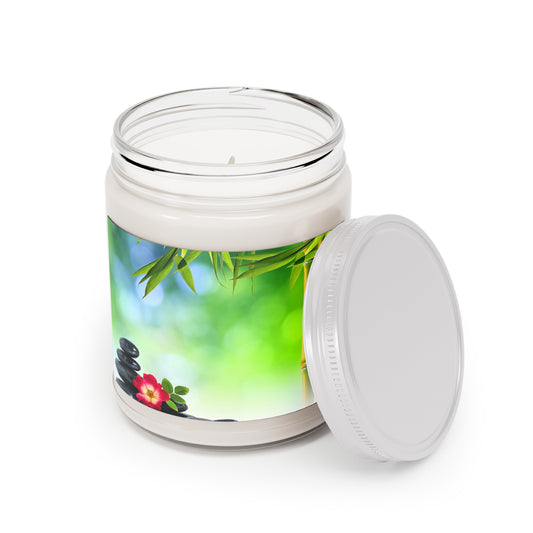 Zen Garden Scented Soy Candle — 9oz Aromatherapy Jar with White Lid