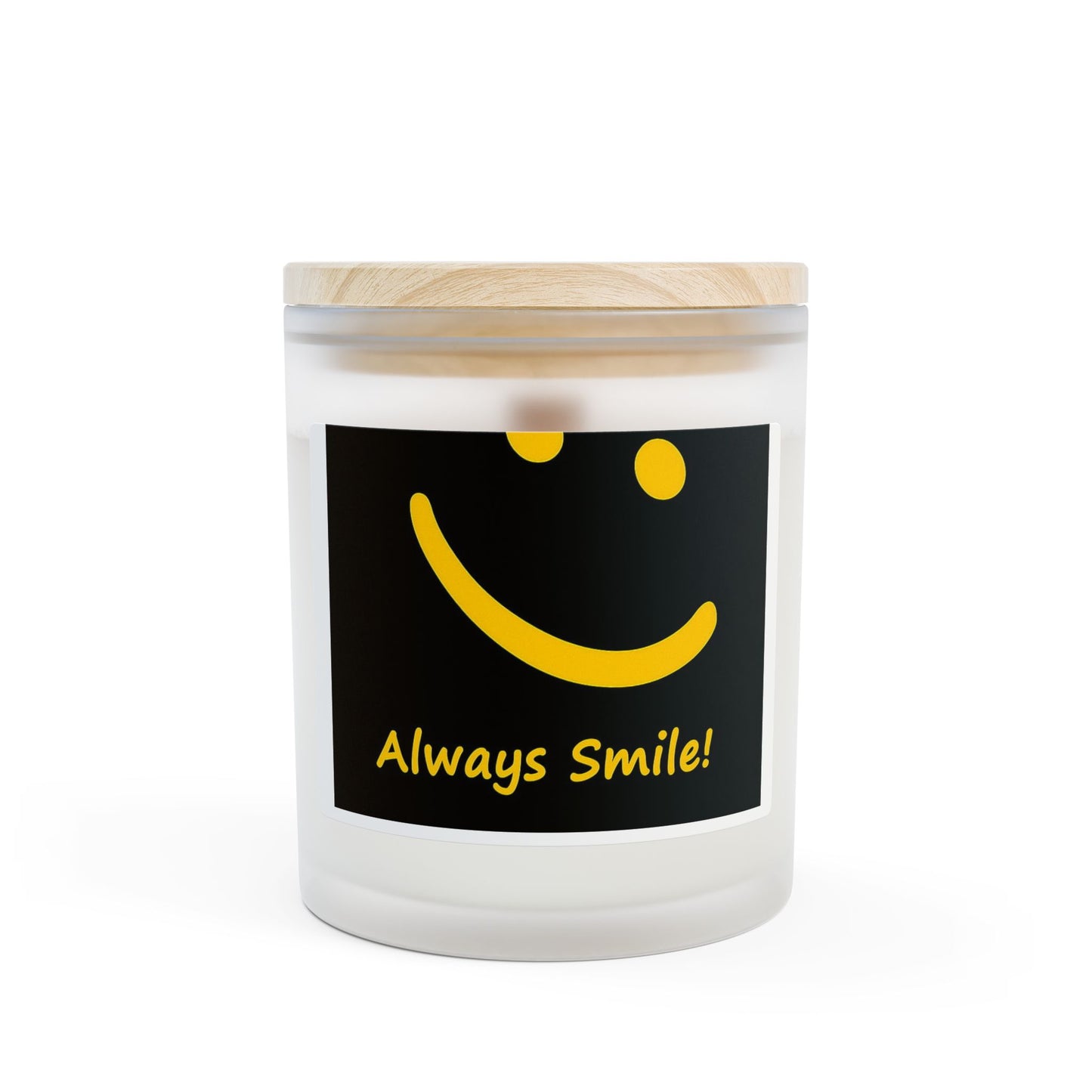 Smiley "Always Smile!" Frosted Glass Candle — 11oz Positive Scented Candle