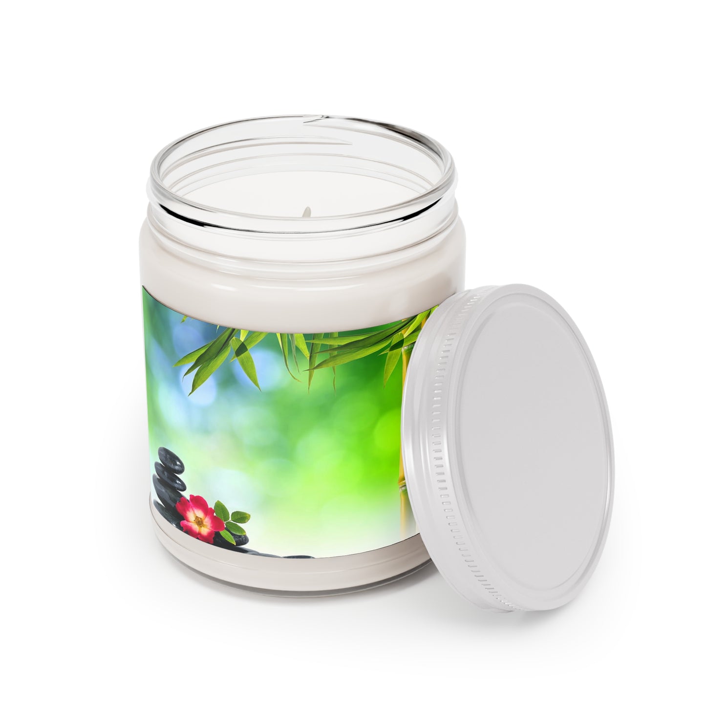 Zen Garden Scented Soy Candle — 9oz Aromatherapy Jar with White Lid