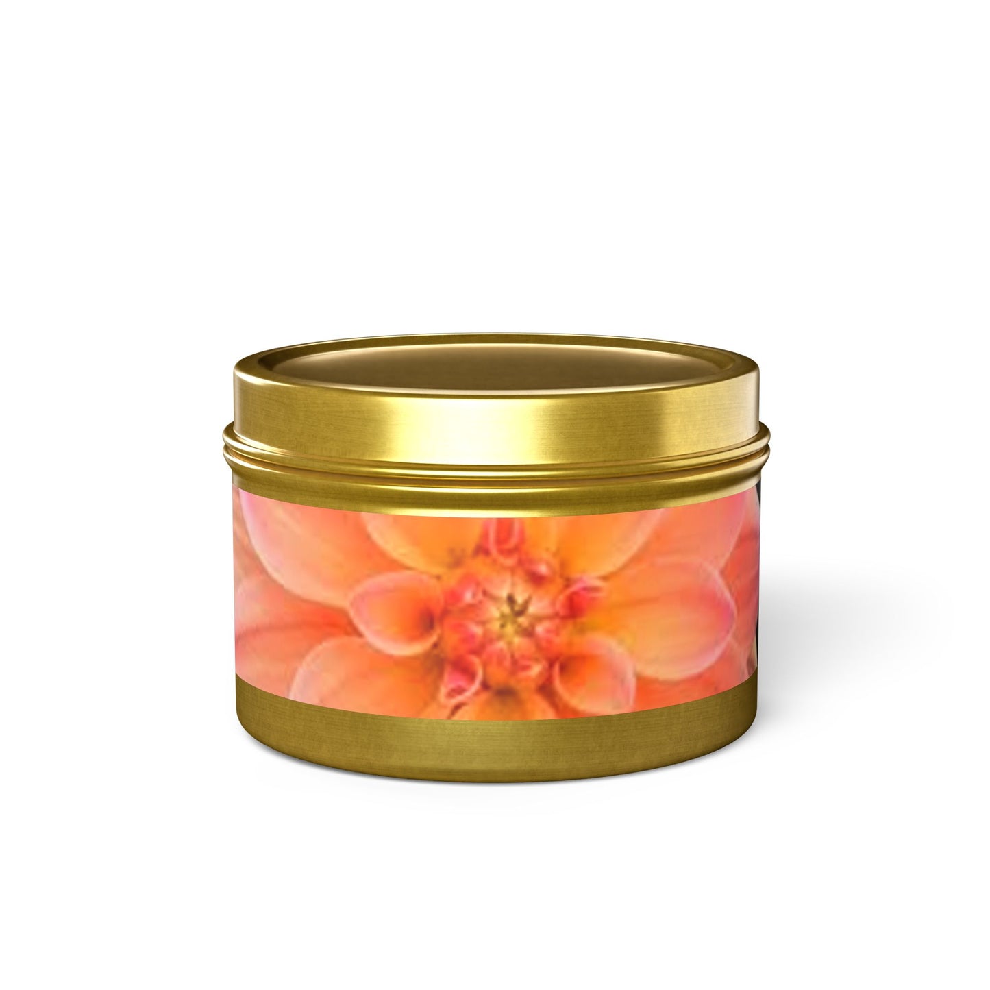 Floral Citrus Bloom Tin Candle — Peach Dahlia Scented Candle Tin