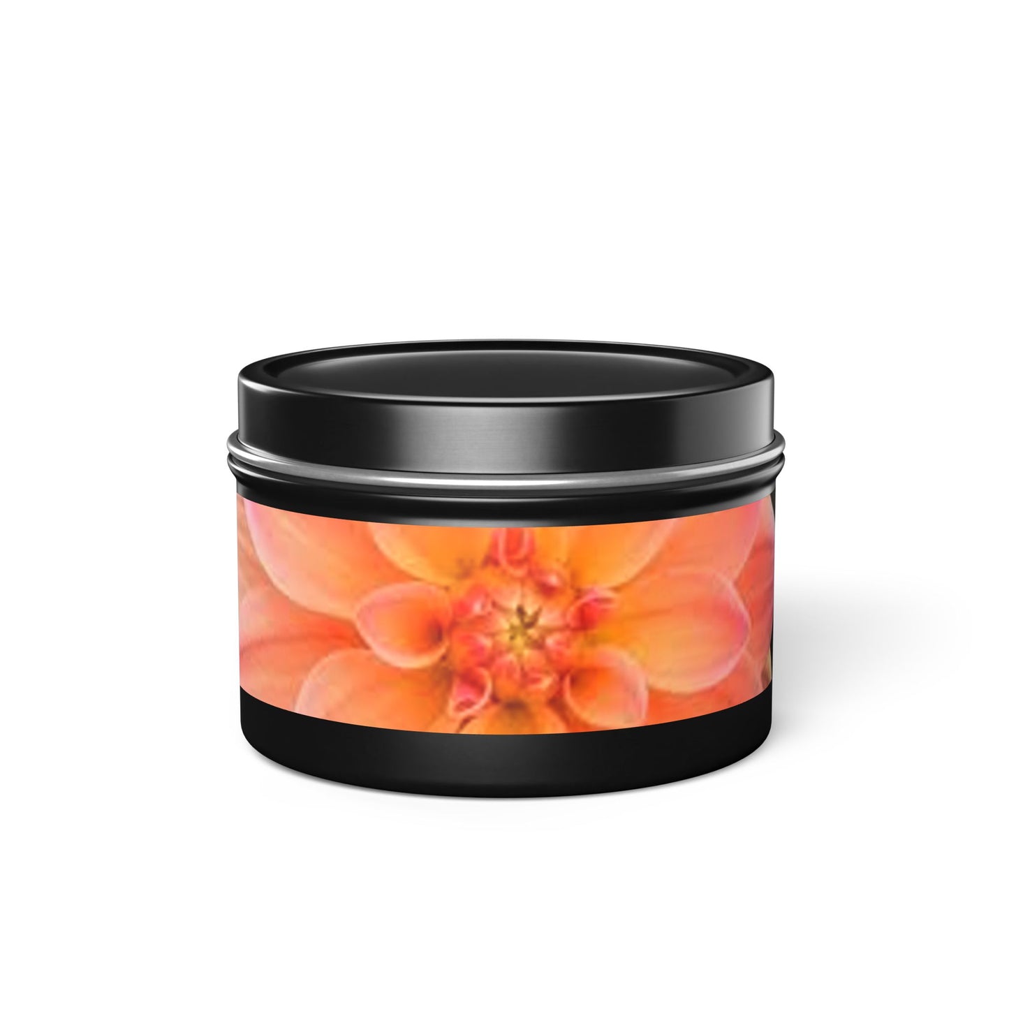 Floral Citrus Bloom Tin Candle — Peach Dahlia Scented Candle Tin
