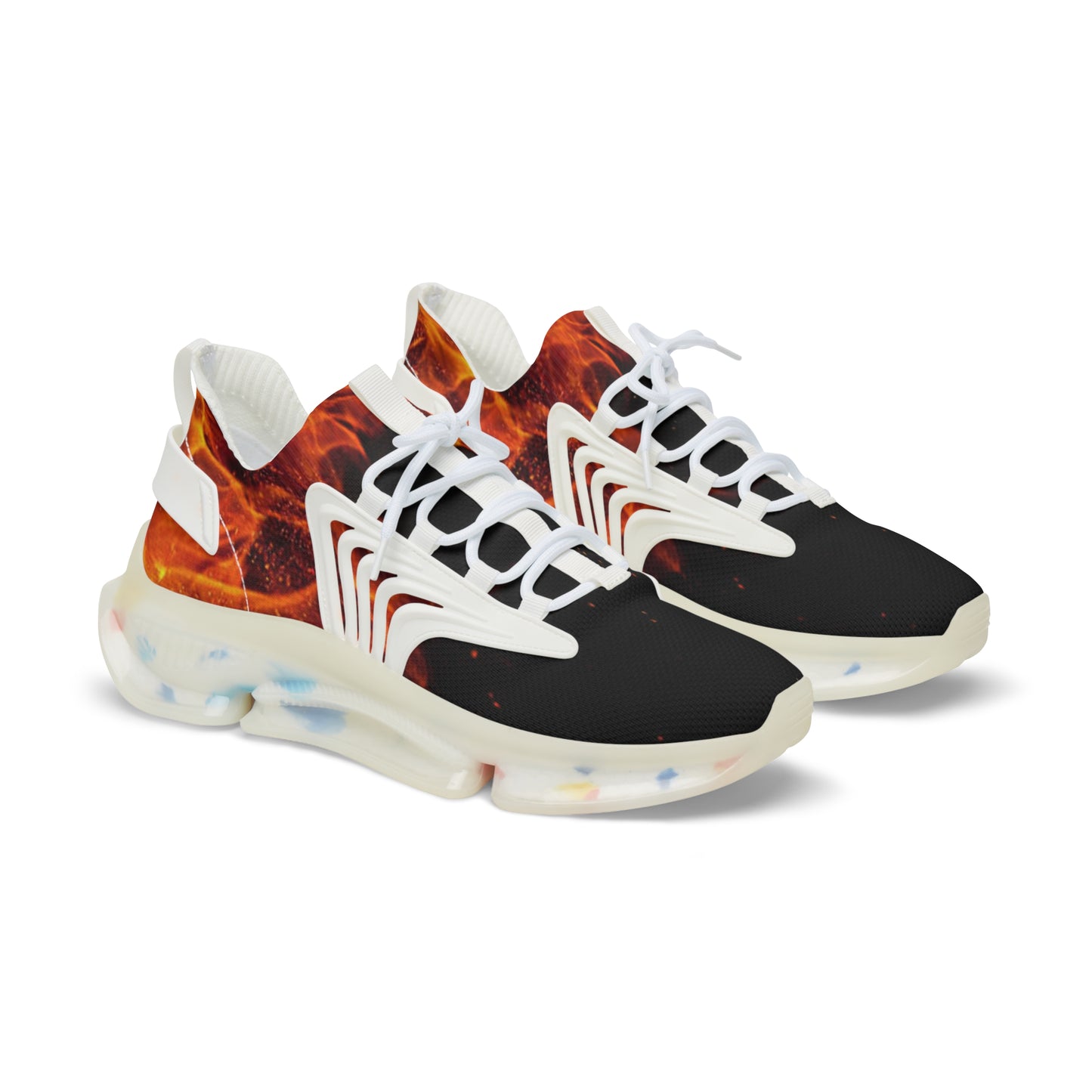 Flame Mesh Sneakers — Men's Breathable Athletic Shoes with Fiery Design