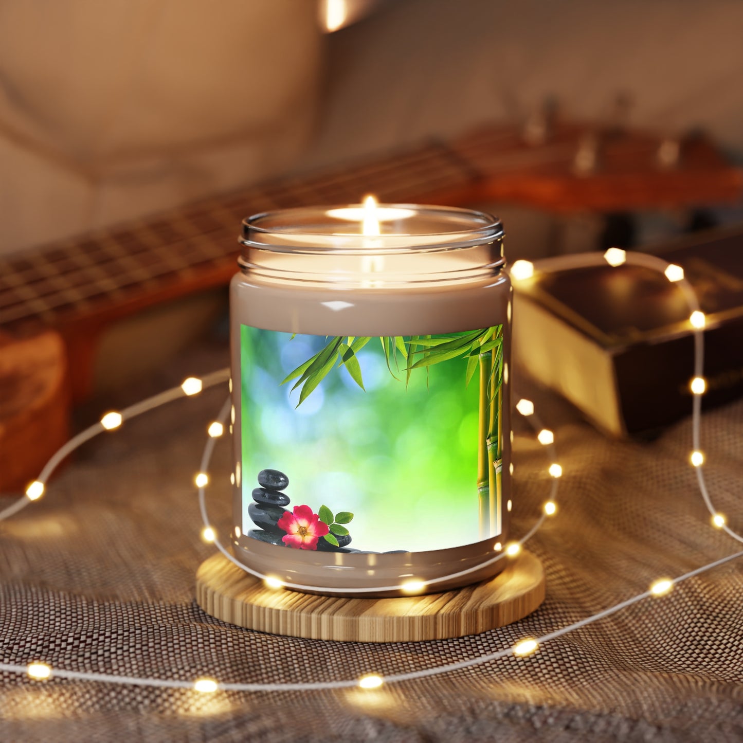 Zen Garden Scented Soy Candle — 9oz Aromatherapy Jar with White Lid