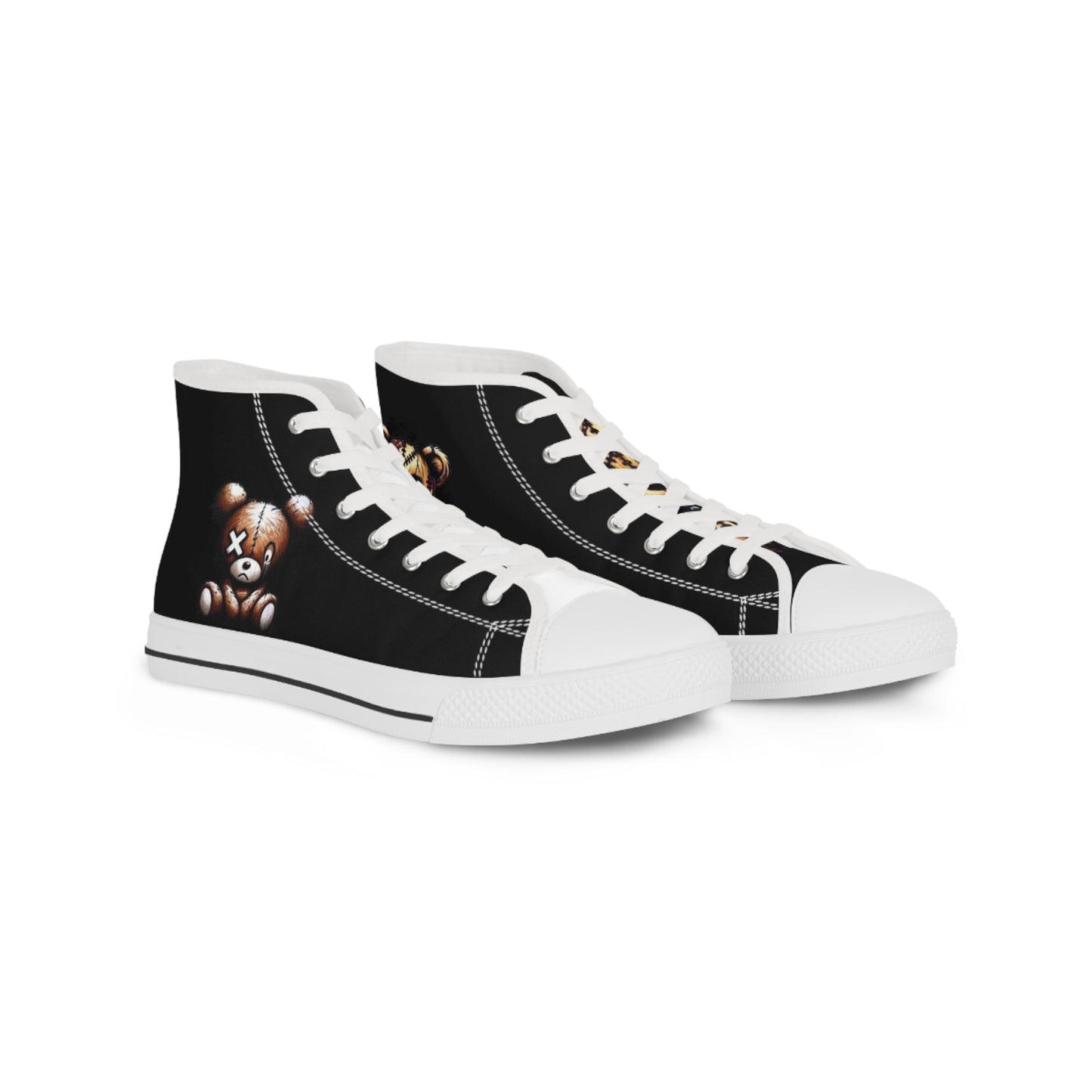 High Top Sneakers — Black Teddy Bear Graphic Men’s Shoes