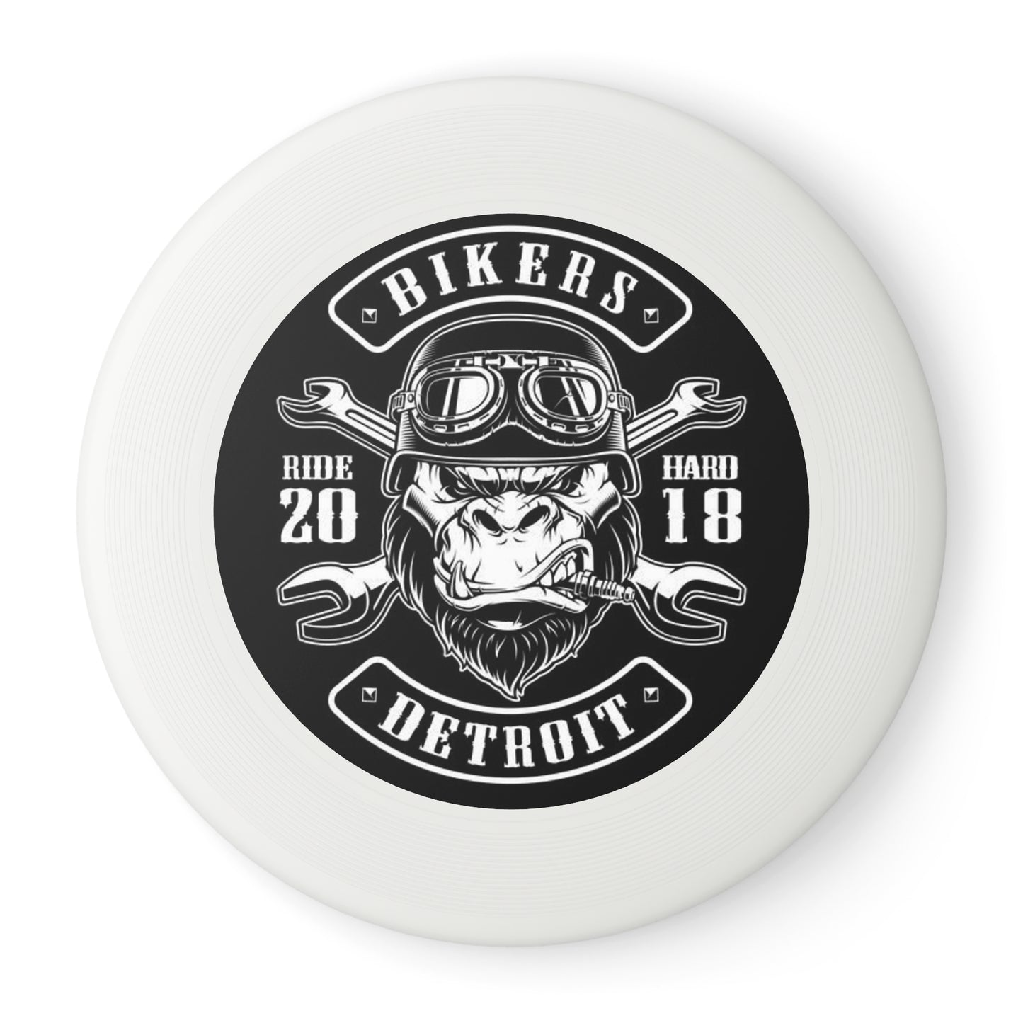 Bikers Detroit Graphic Frisbee – Vintage Motorcycle Skull Disc