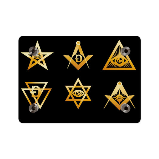 Gold Occult Symbols Acrylic Wall Art Panel — Masonic & Esoteric Emblems on Black