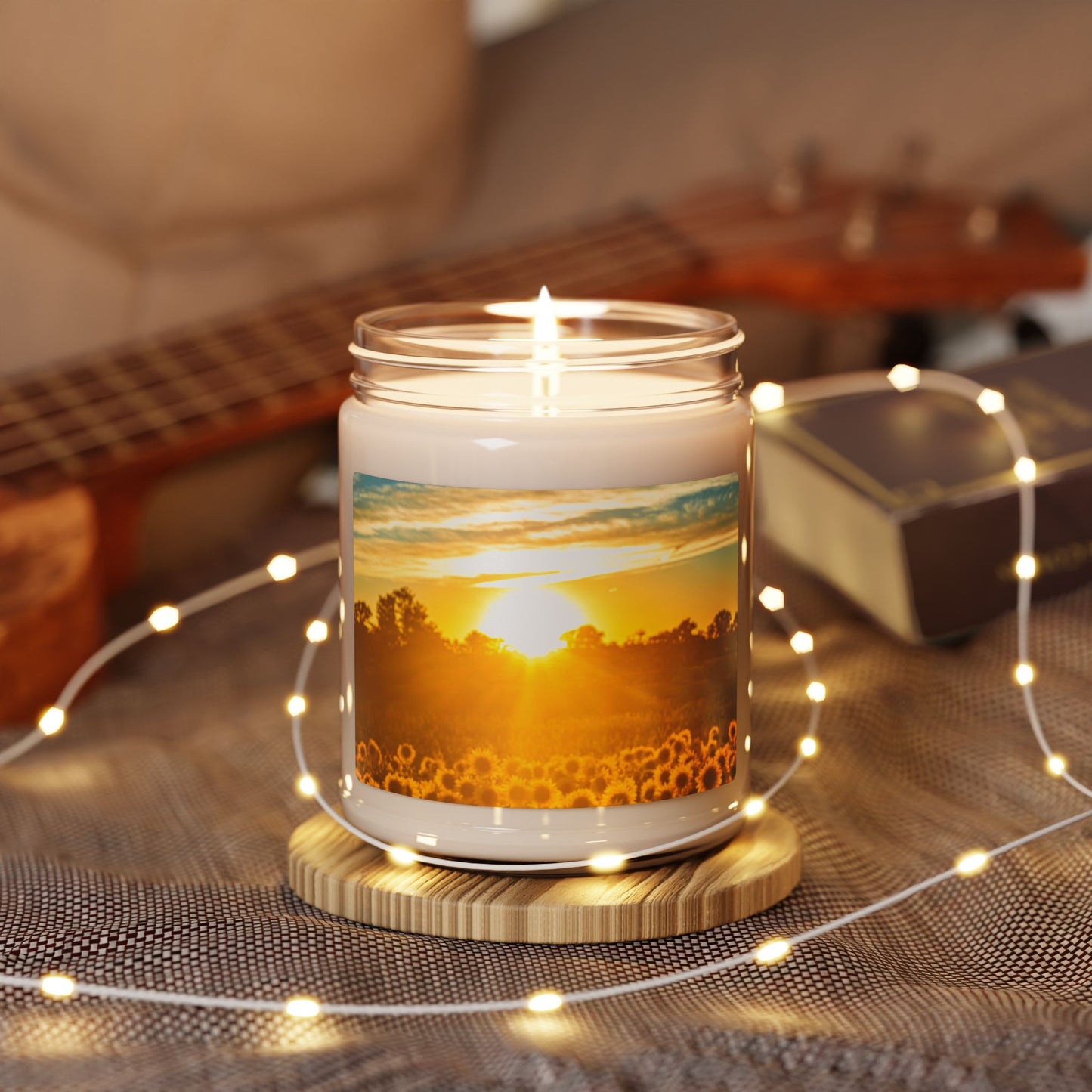 Sunrise Field Soy Candle — 9oz Scented Jar (Warm Citrus & Meadow Notes)